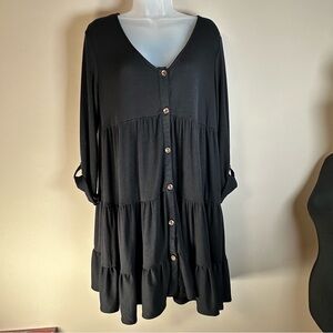 Altar'd State Black Button-Down Mini‎ Dress